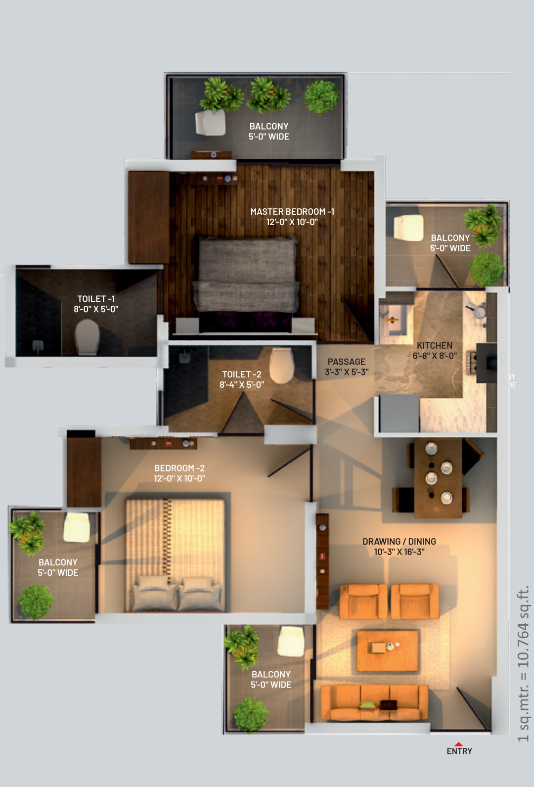 Aqua Garden - 2 BHK Flats is available for sale in noida extension