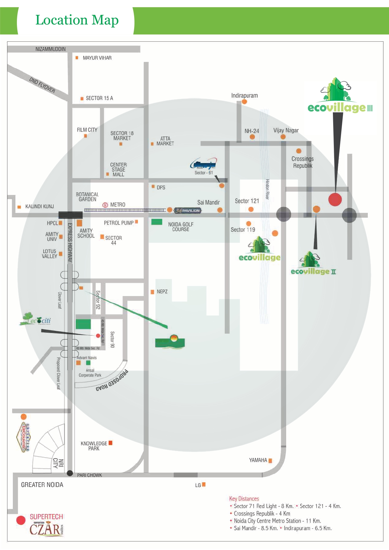 SuperTech Eco Village 3, Sector 16B, Noida Extension Location Map