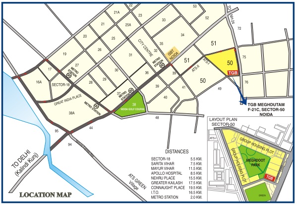 TGB Meghdutam, Sector 50, Noida Location Map