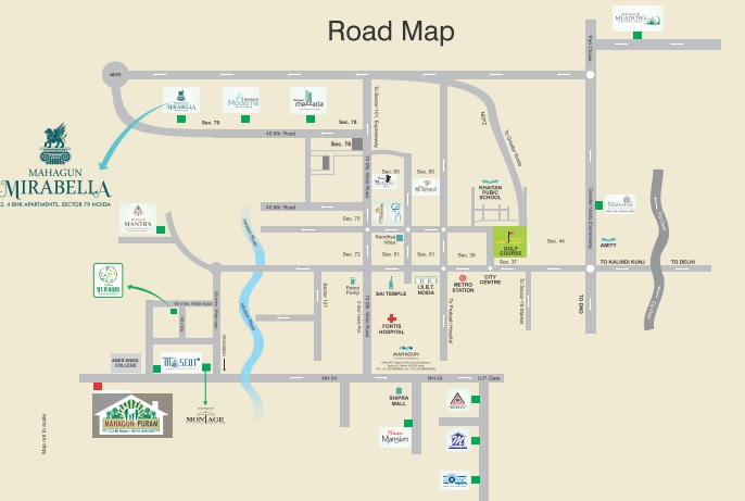 Mahagun Mirabella, Sector 79, Noida Location Map