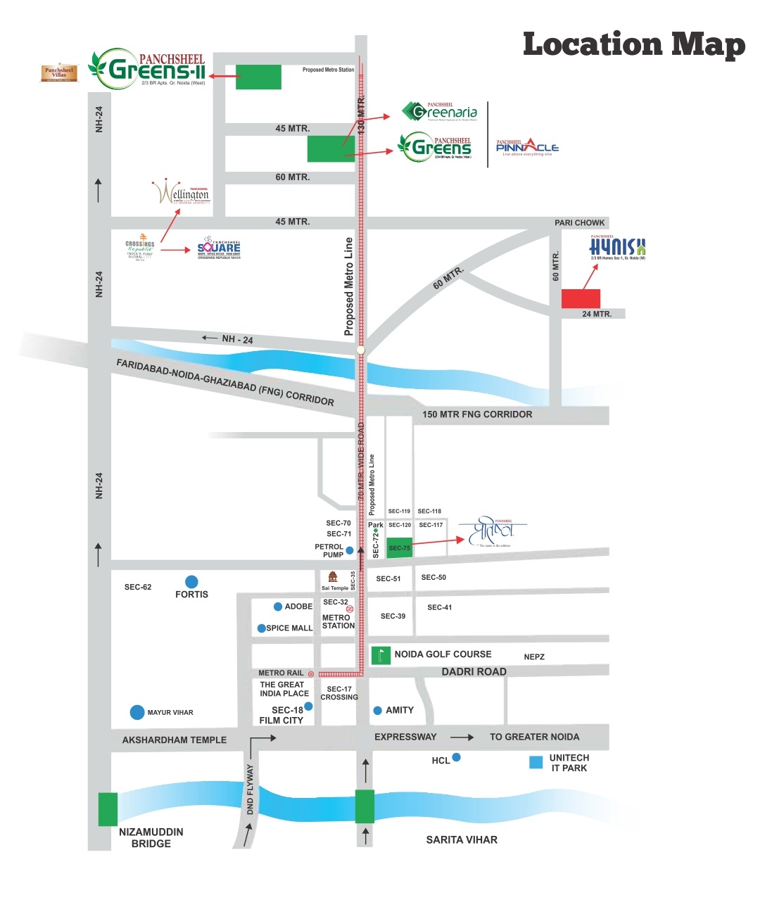 Panchsheel Greens 2, Sector 16B, Noida Extension Location Map