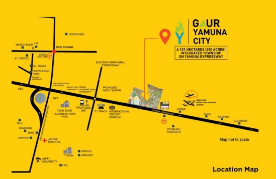 Gaur Yamuna City 7th ParkView, Sector 19, Yamuna Expressway Location Map