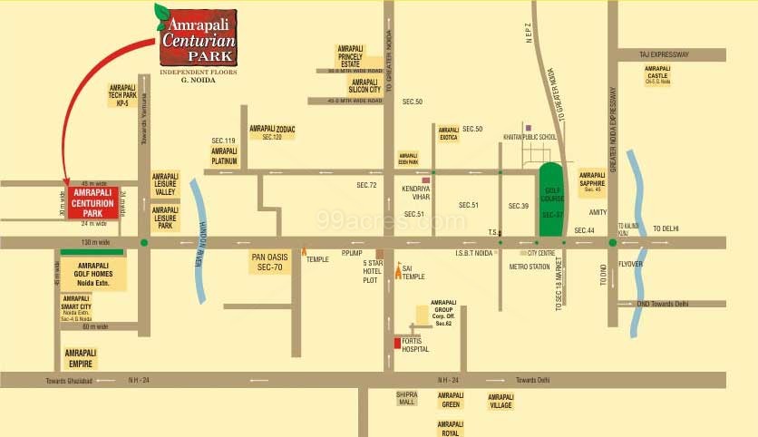 Amrapali Centurian Park, TechZone 4, Noida Extension Location Map