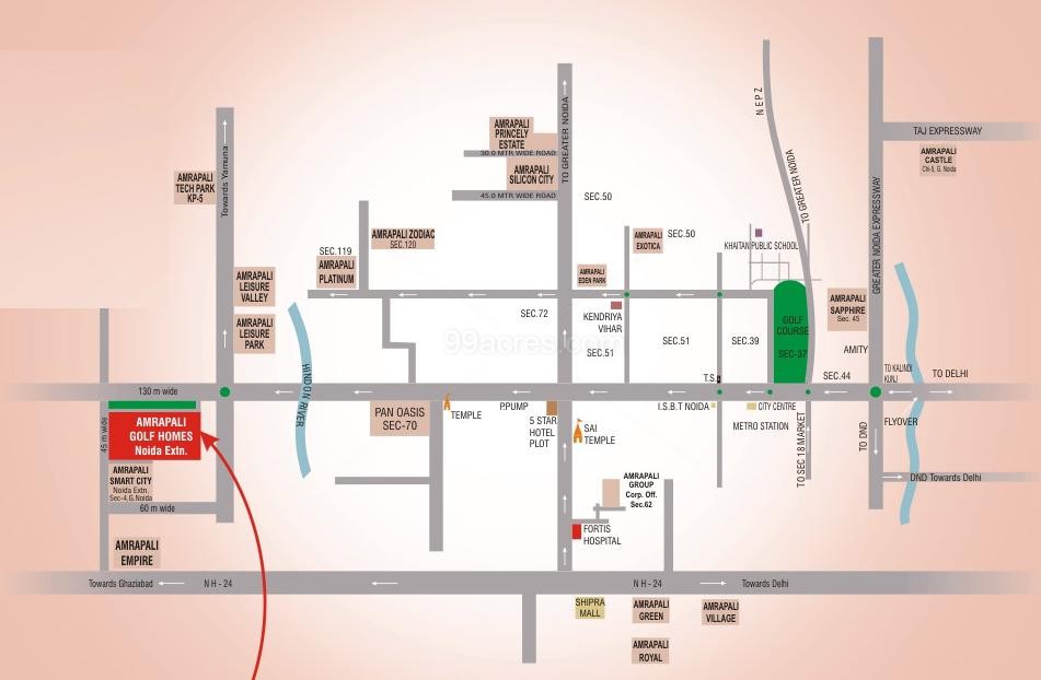 Amrapali Golf Homes, Sector 4, Noida Extension Location Map