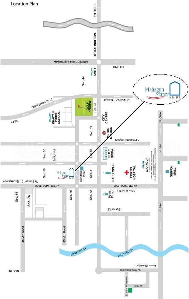 Mahagun Manor, Sector 50, Noida Location Map