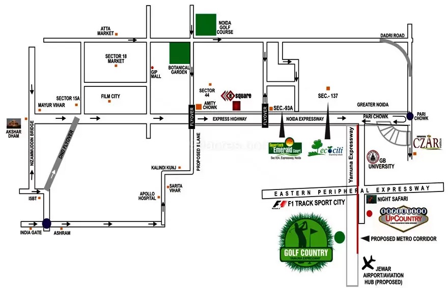 Supertech Golf Country, Sector 22B, Yamuna Expressway Location Map