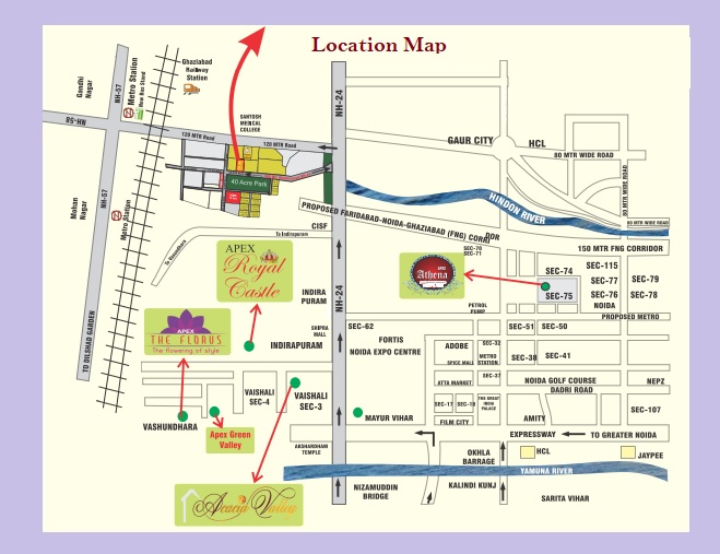 Apex The Kremlin, Indirapuram, Ghaziabad Location Map