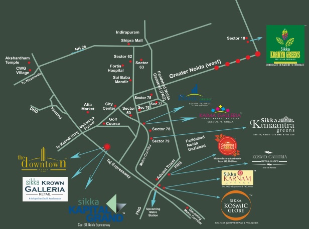 Sikka Kimaantra Greens, Sector 79, Noida Location Map