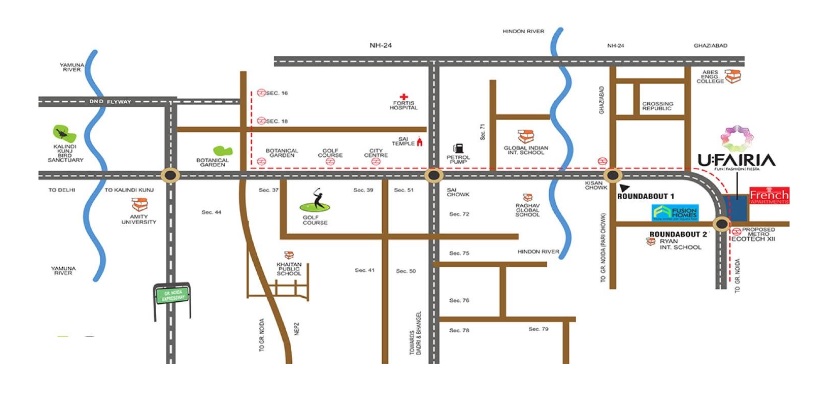 Fusion Ufairia, Sector 16B, Noida Extension Location Map
