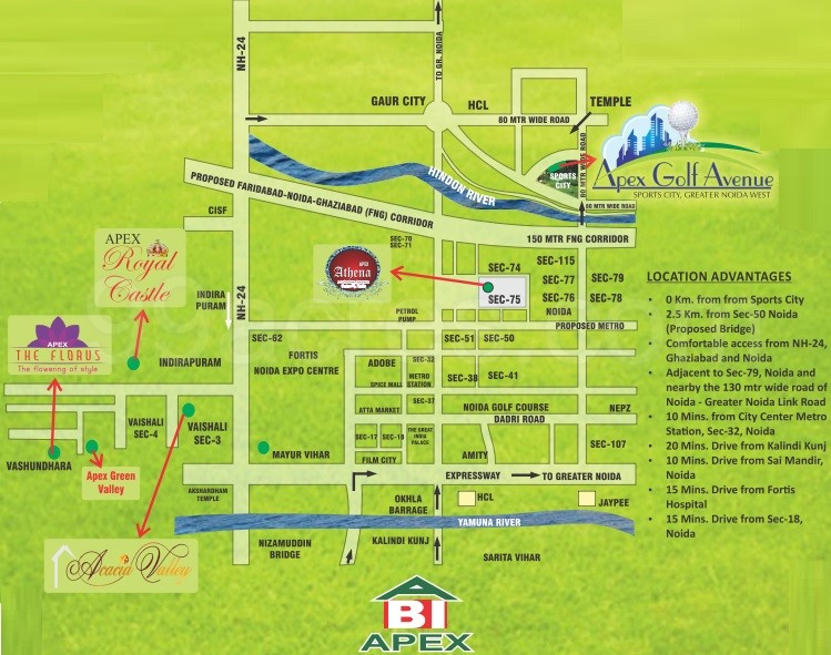 Apex Golf Avenue, Sector 1, Noida Extension, Bisrakh Jalalpur Location Map