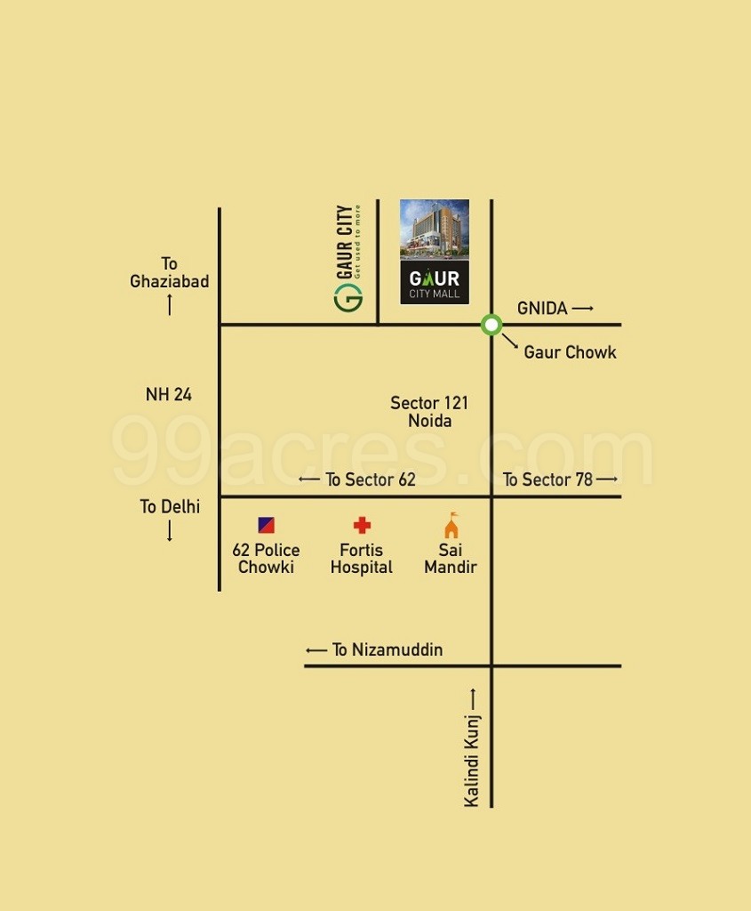 Gaur City Center, Sector 4, Noida Extension Location Map