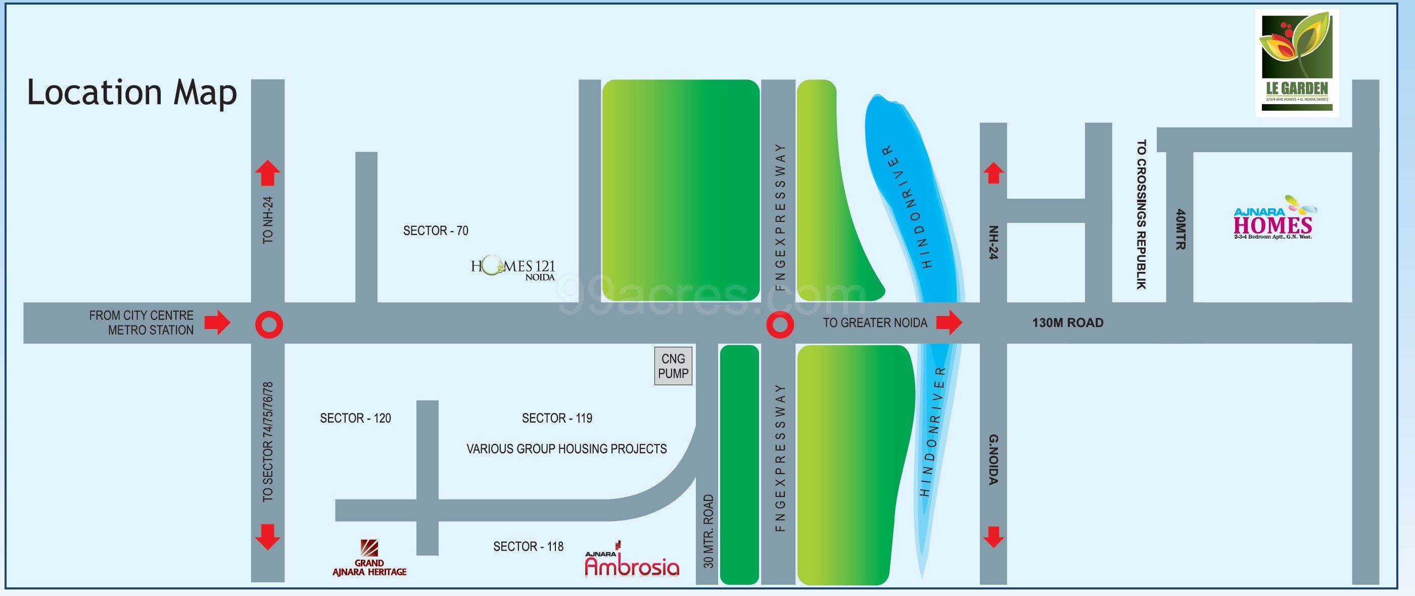 Ajnara Le Garden, Sector 16B, Noida Extension Location Map