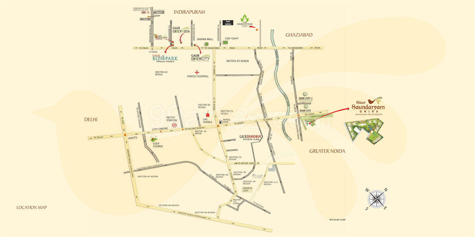 Gaur Saundaryam, TechZone 4, Noida Extension Location Map